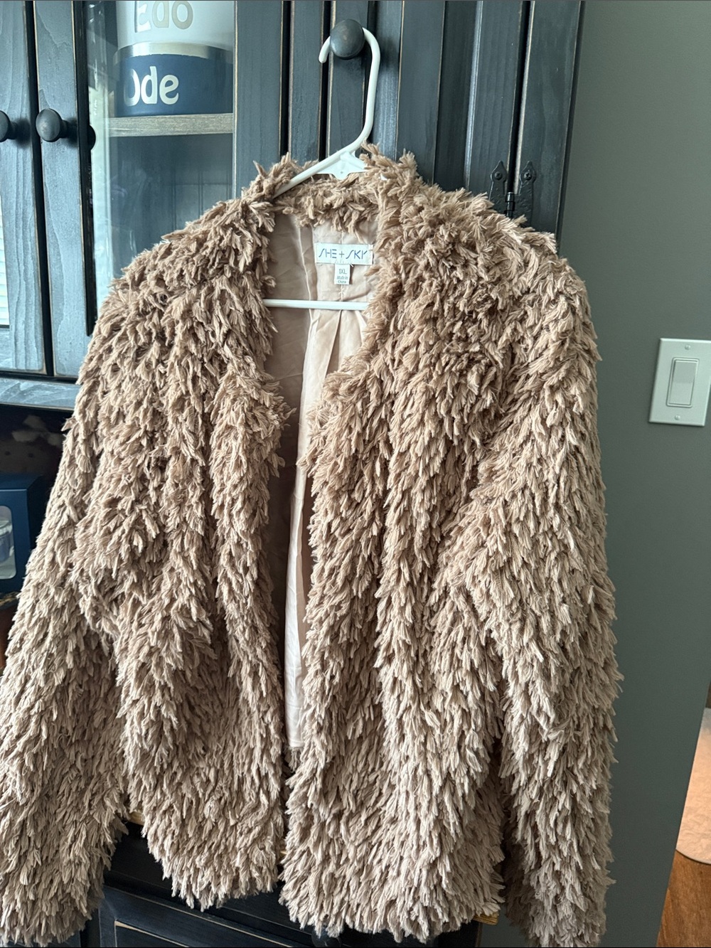 She + Sky Camel Shag Teddy Jacket